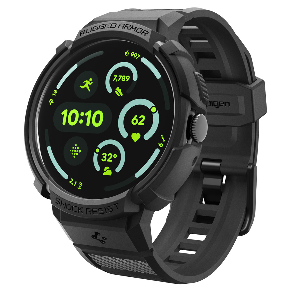 Чехол с ремешком Spigen Rugged Armor для Pixel Watch 4 (41 mm) черный