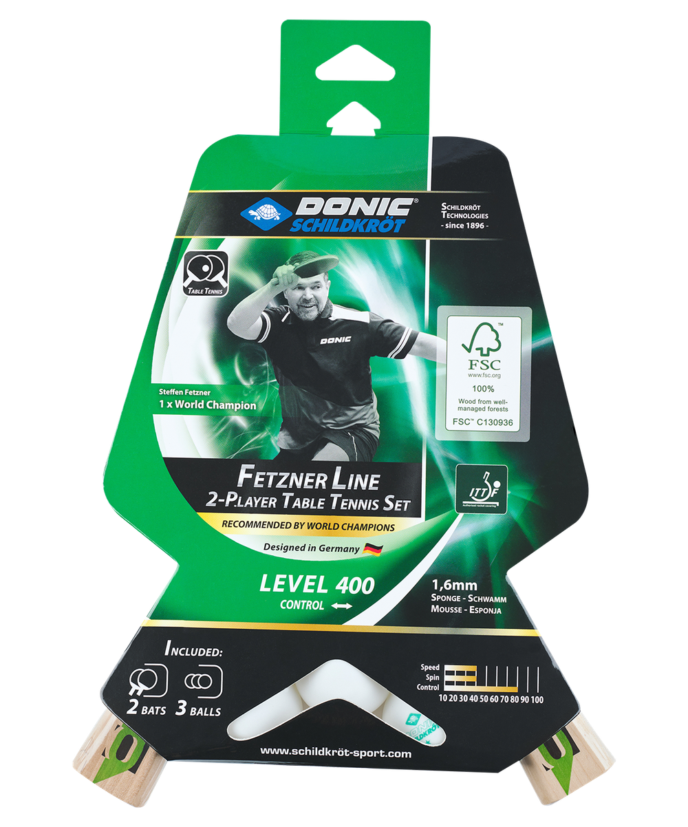 Набор для настольного тенниса Fetzner 400 FSC Set, 2 ракетки, 3 мяча