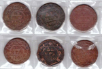 Набор из 6 монет  Денга (1735, 1737, 1738,  1748, 1750, 1751 гг)