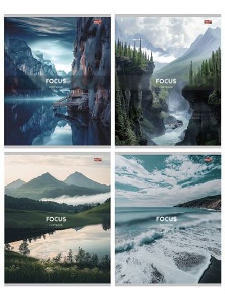 Тетрадь 96л, А5, клетка, Проф-Пресс Горы и вода - 1, ассорти, 1шт.