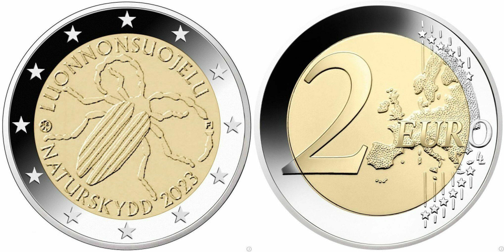 Финляндия 2 евро, 2023 100 лет первому закону Финляндии об охране природы