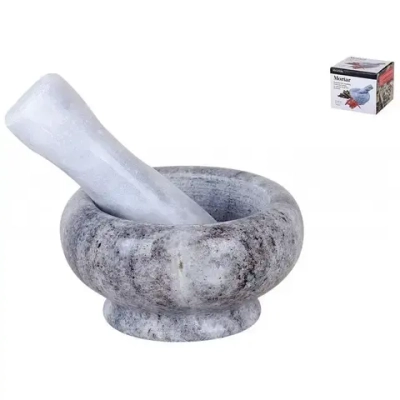 Ступка с пестиком 8.5см мрамор серая