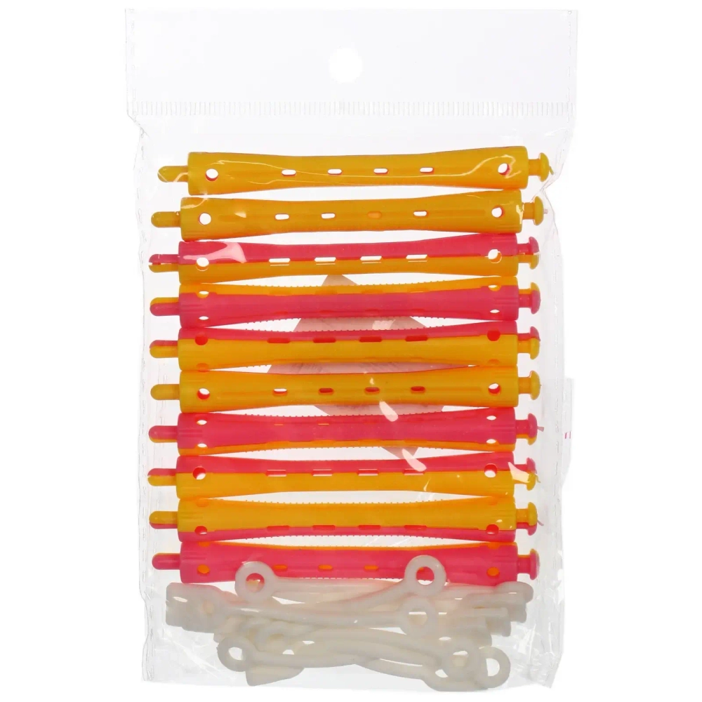 Бигуди пластмассовые-коклюшки 10шт, d=9мм (желто-розовый)
