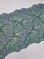 Кружево эластичное изумруд/перламутр К804 22 см