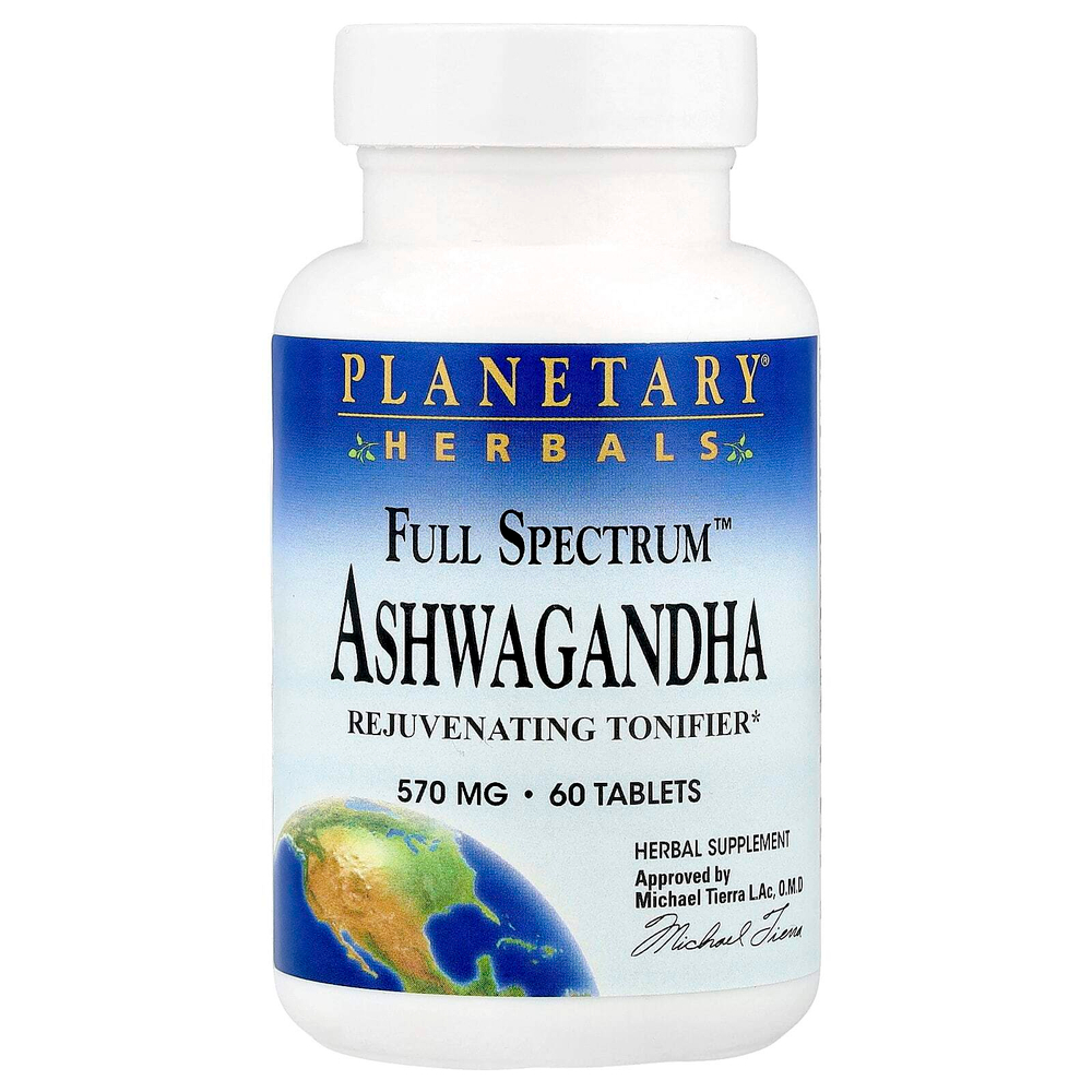 Planetary Herbals, Ашвагандха полного спектра действия, 570 мг, 60 таблеток