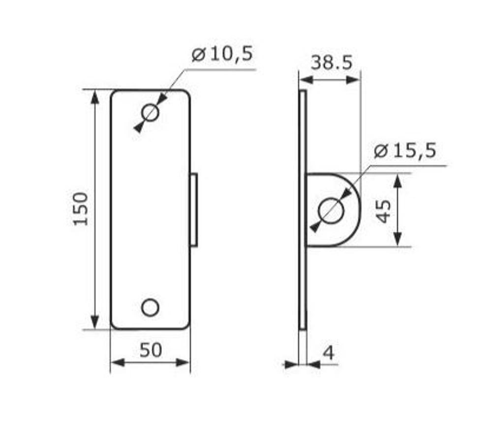 Проушина гаражная Домарт 50*150 (толщ.4мм) серый металлик / 9376