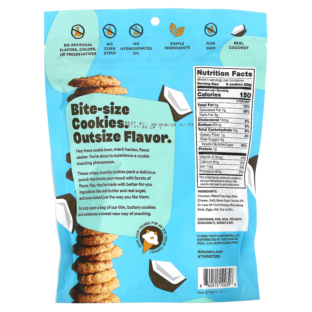 Thinsters, CookieThins, обжаренный кокос, 113 г (4 унции)