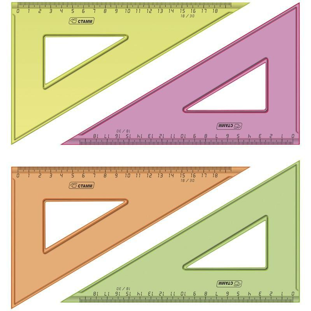 Треугольник 18см. прозр.флуоресц. в ассорт. ТК47(Стамм)