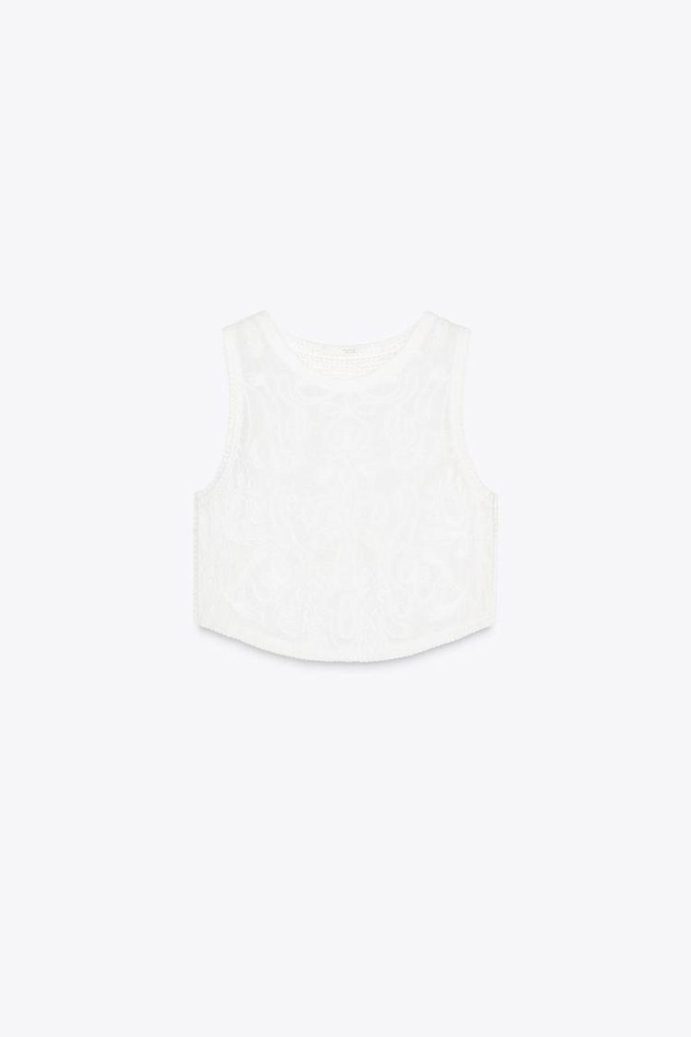 ZARA ТОП С ВЫШИВКОЙ, БЕЛЫЙ
