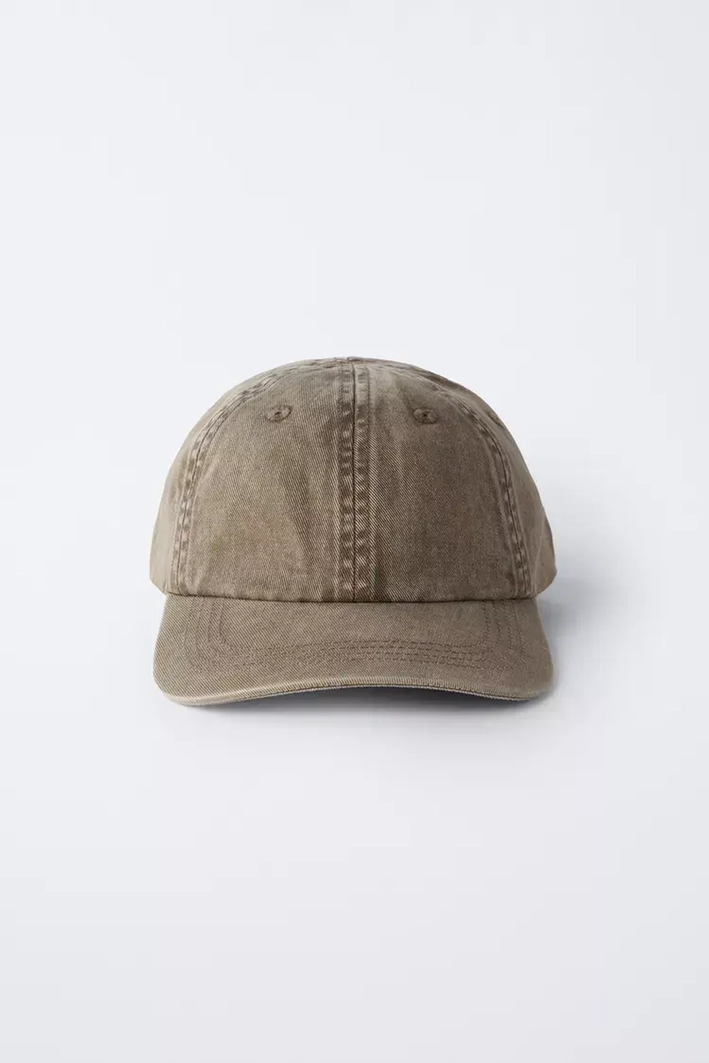 ZARA КЕПКА ИЗ ТКАНИ С ЭФФЕКТОМ ПОТЕРТОСТИ, КОРИЧНЕВЫЙ