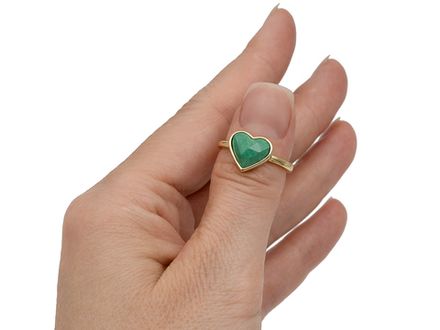 Кольцо "Сердце" 10,5мм с малахитом