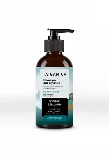 Шампунь "Горные вершины" для мужчин с ментолом, ТМ ТАЙГАНИКА
