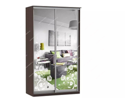 Шкаф купе Модерн 1490х450 2-х дверный 2-х секционный зеркальный с пескоструем №3 венге