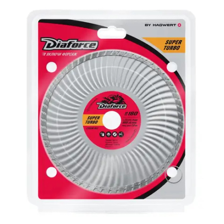 Диск алмазный SUPER TURBO 180х22,23х8х2,6 мм сухой рез DIAFORCE 502180