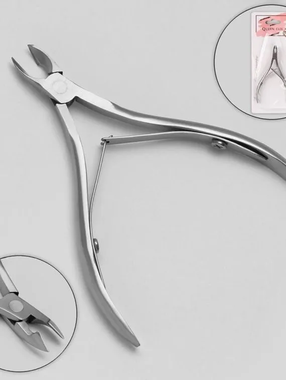 Кусачки маникюрные для кутикулы, двойная пружина, 10 см, длина лезвия - 9 мм, на блистере, цвет серебристый