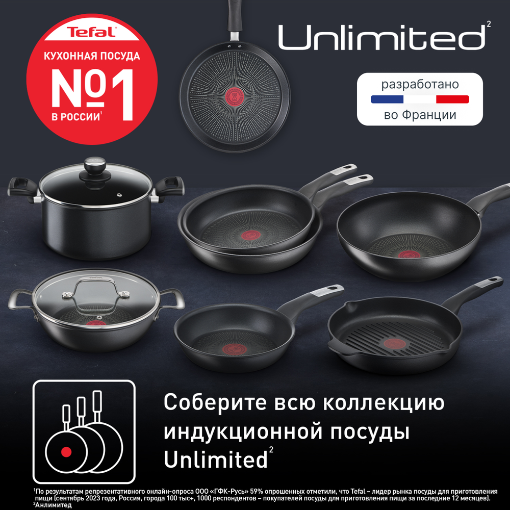 Сковорода-гриль круглая Tefal Unlimited 26 см E2294074