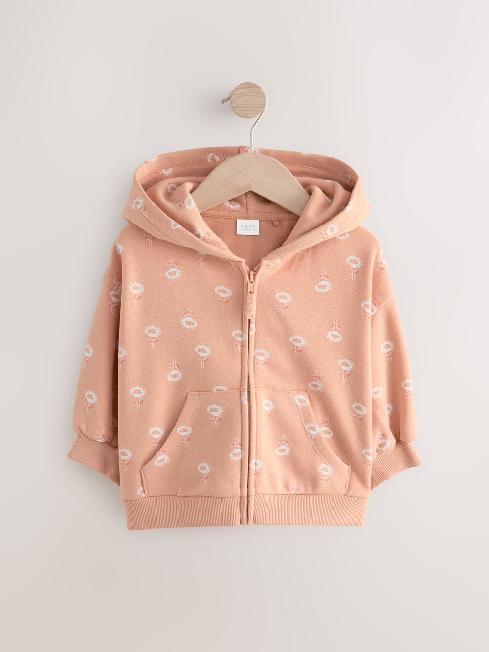 Толстовка с капюшоном на молнии для девочки Next E53-970, Персиковый
