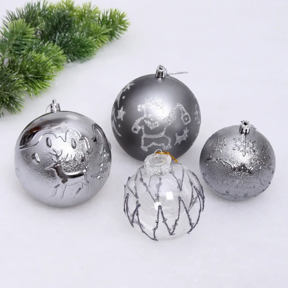 Набор шаров «Wonderful highlights» 8 см + 10 см (24 предмета), Графит