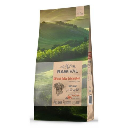 RAWIVAL д/с средних и крупных пород, ягненок с перепелом - 2,5 кг СРОК 21.04.26