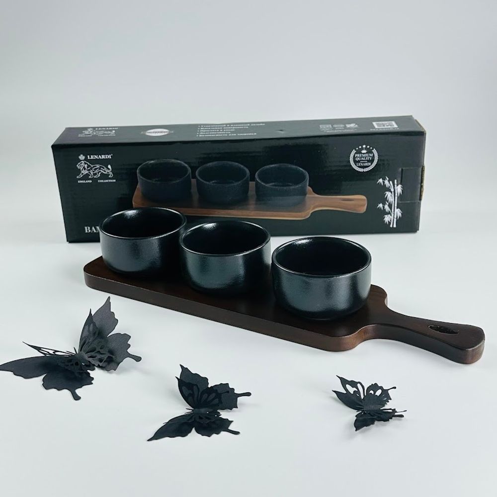 Lenardi 235-047 Менажница 33х9х5см BLACKWOOD в под.уп.(х24)Фарфор