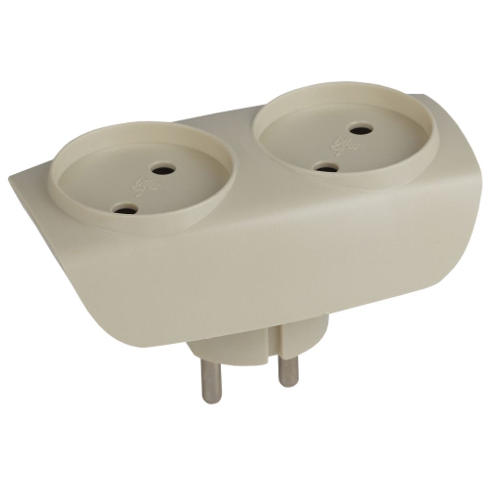 Разветвитель электрический ЭРА SP-2-I на 2 розетки без заземления 16А слоновая кость | Тройники