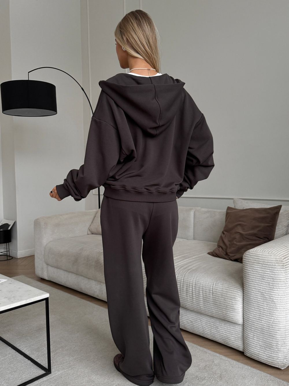 Костюм худи + брюки коричневый