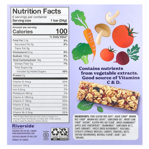 MadeGood, Батончики мюсли, ягодное ассорти, 6 батончиков, по 24 г (0,85 унции)