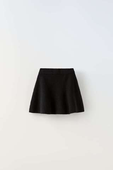 ZARA ТРИКОТАЖНАЯ ЮБКА, ЧЕРНЫЙ