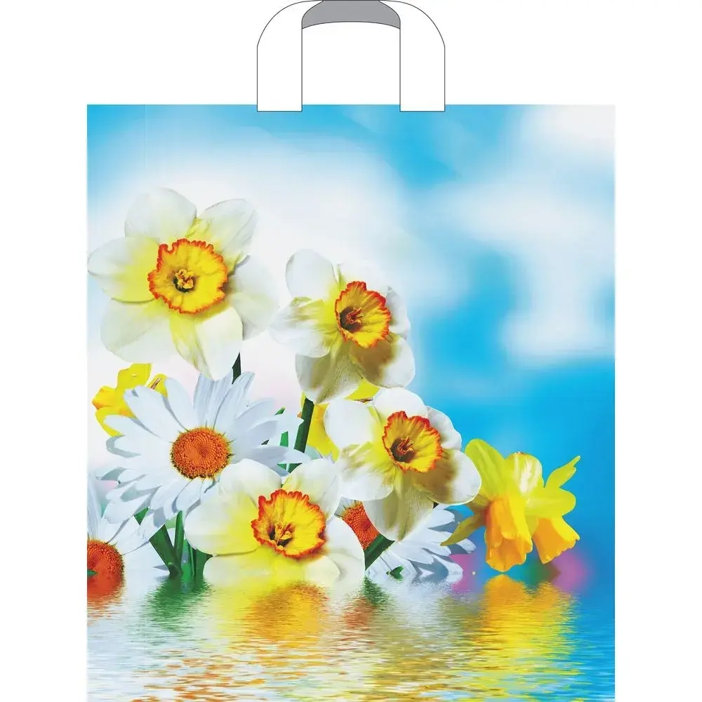 Пакет ПЭ с петлевой ручкой 38+3смПНД (Цветочная история) Артпла (комплект 50 шт)