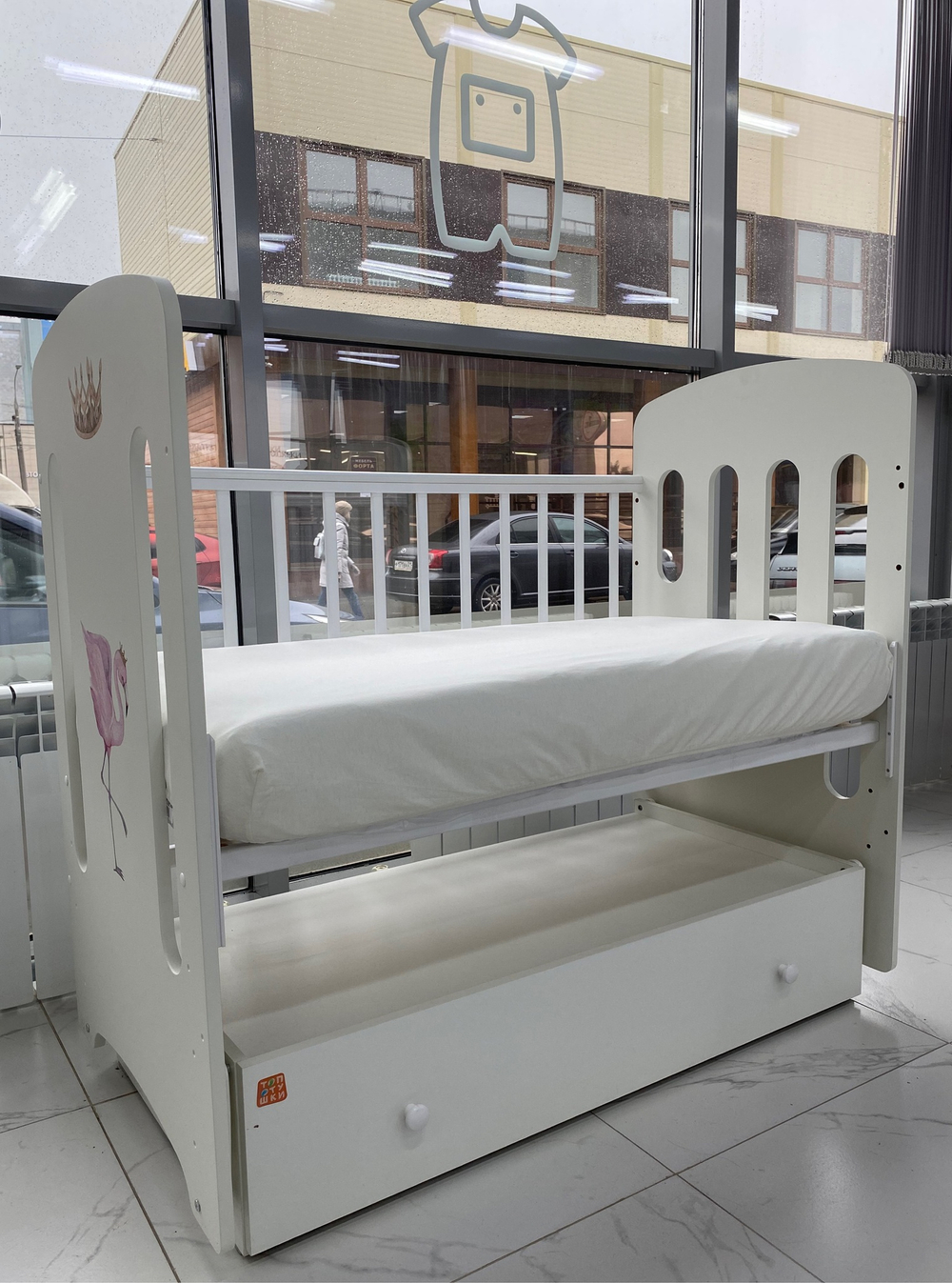 Кровать детская 120*60 "КАРОЛИНА" (арт.77) МДФ пп маят/ящ "Фламинго"