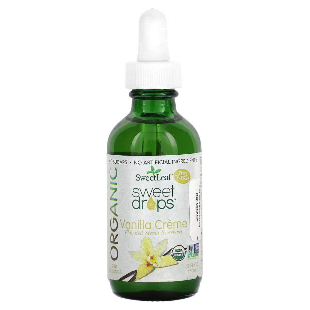 SweetLeaf Stevia, Organic Sweet Drops, ванильный крем, 60 мл (2 жидк. Унции)