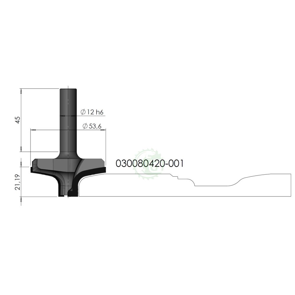 Изображение алмазной фасадной фрезы GT 030080420-001, профиль