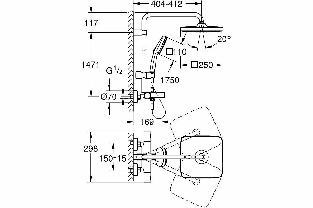 Душевая система GROHE Tempesta 26691001 хром