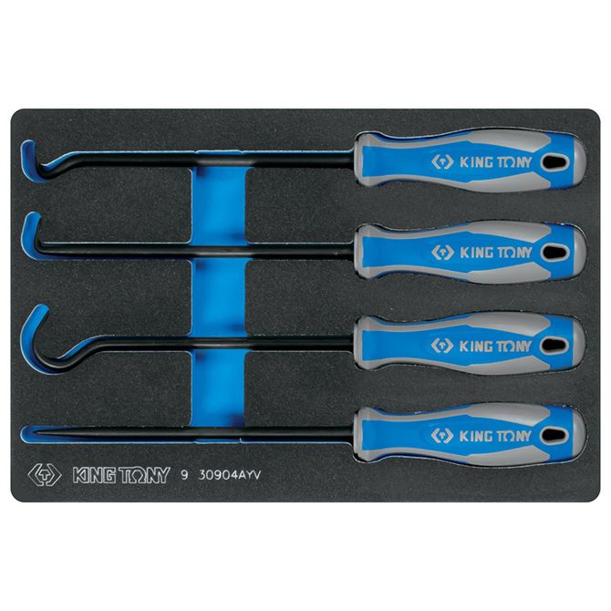KING TONY (9-30904AYV) Набор для демонтажа сальников и колец, ложемент, 4 предмета