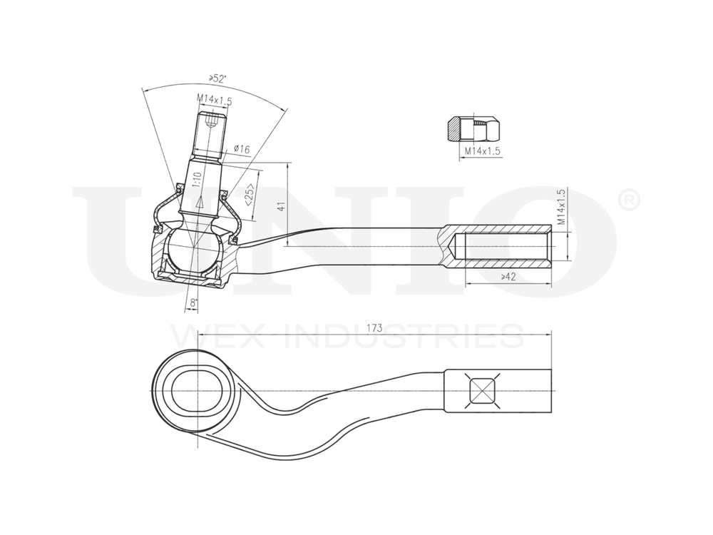 Наконечник рулевой левый UNIO SSP-10077