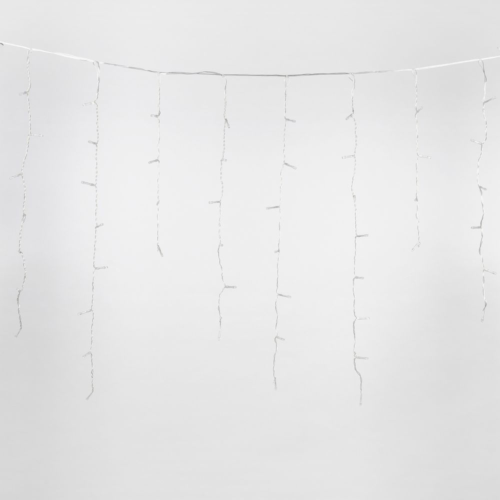 ULD-B6007-200-STK WHITE IP44 Бахрома светодиодная со статическим свечением. 6м. Соединяемая. 200 светодиодов. Белый свет. Провод прозрачный. ТМ Uniel