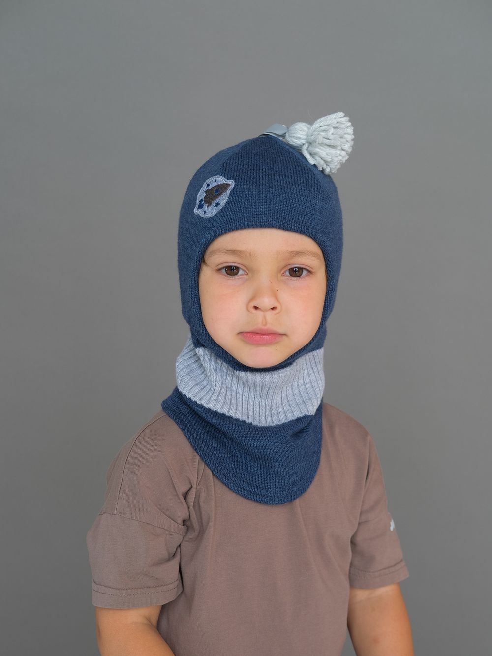 Шлем весенний/осенний вязаный (Джинс) КЕРО