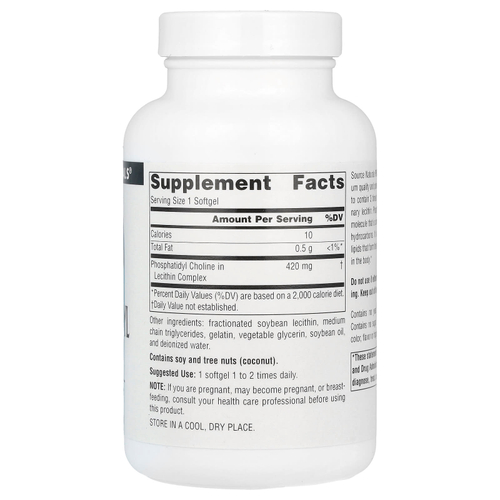 Source Naturals, Фосфатидилхолин в лецитине, 420 мг, 90 мягких таблеток