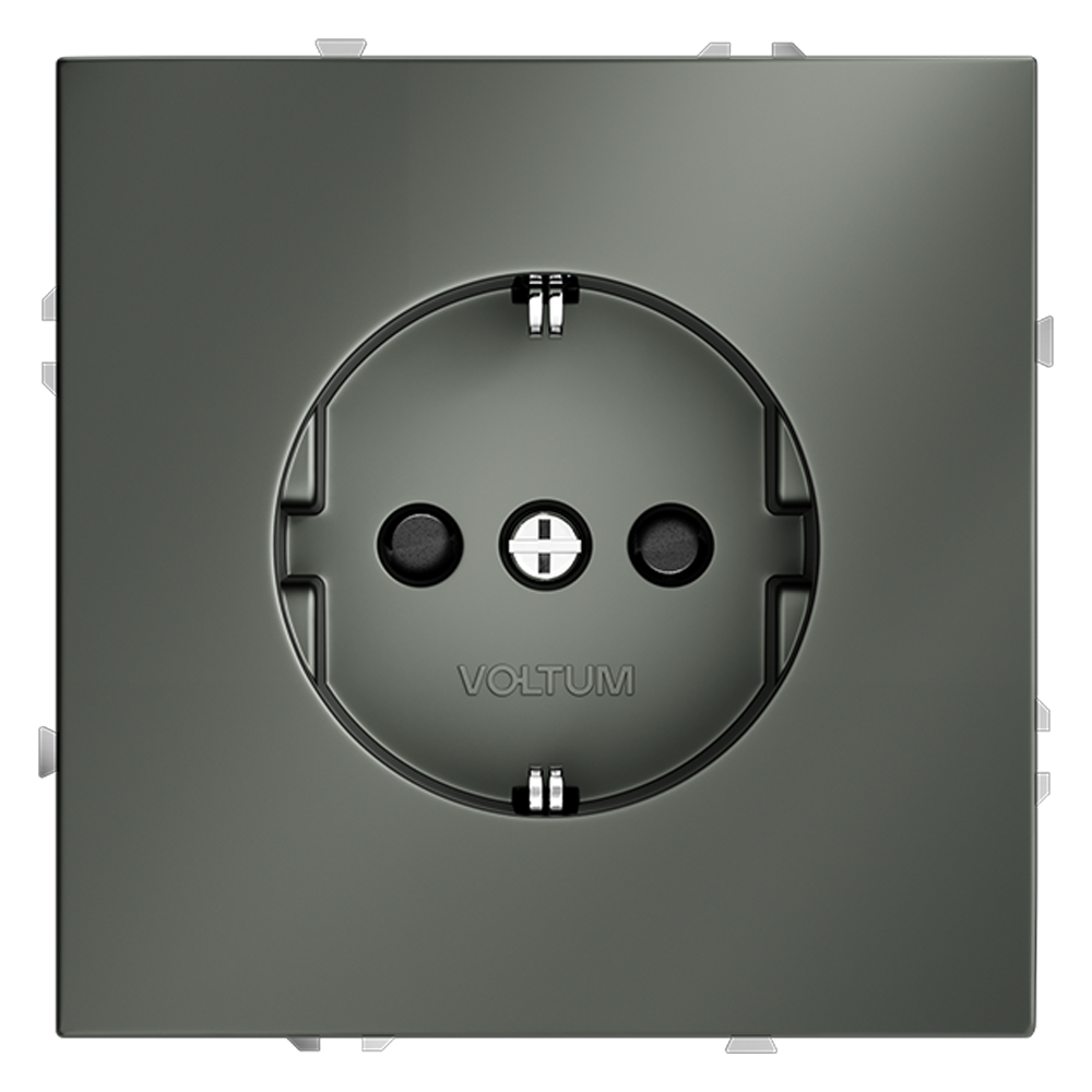 Розетка встраиваемая VOLTUM S70 с заземлением и защитными шторками, 16А, (титан)