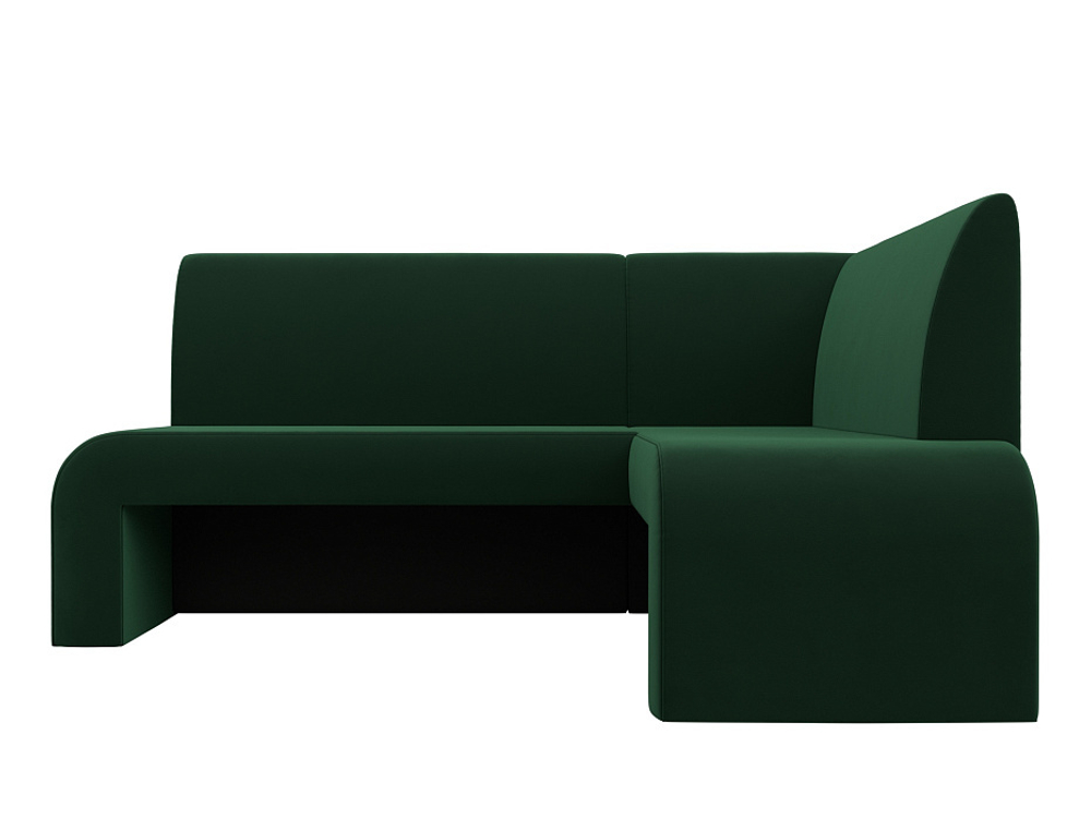 Диван кухонный угловой Кармен правый угол, Зеленый, Велюр, 126130