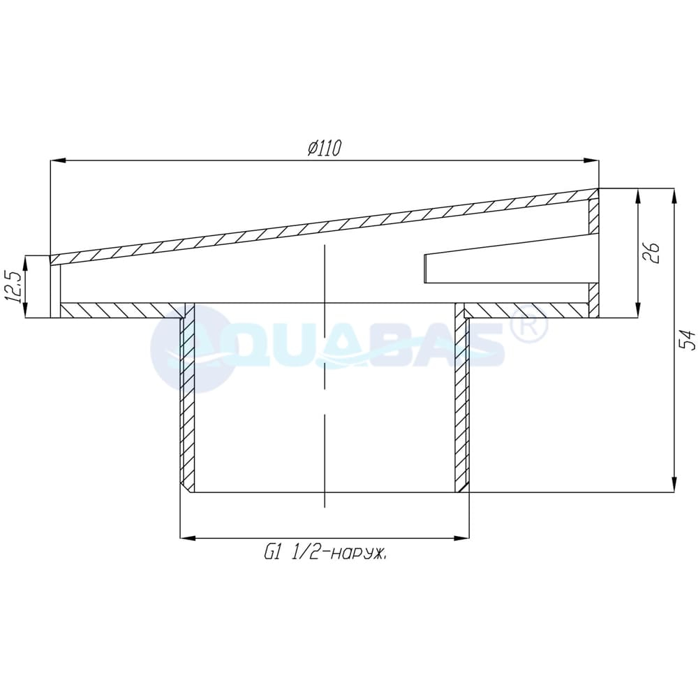 ФПб.110.1/1 Форсунка с боковой подачей 1,5" (наружн.) плитка AISI-316