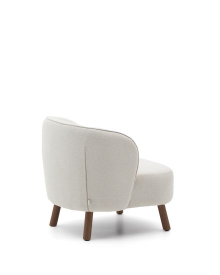 Кресло Ulit из бежевой синели с ножками из ясеня с отделкой под орех