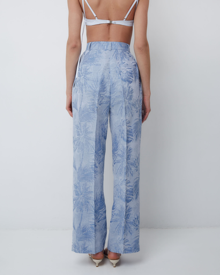 Брюки из смесового льна Брунелло Кучинелли голубой