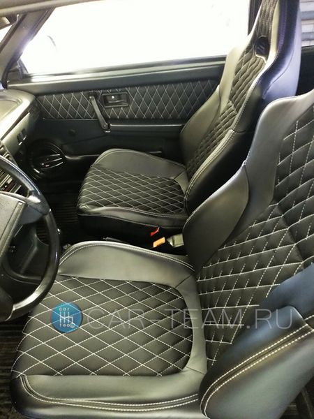 Анатомический комплект для переделки сидений ВАЗ в "Recaro" (Рекаро) из экокожи "Одинарный ромб 4см"