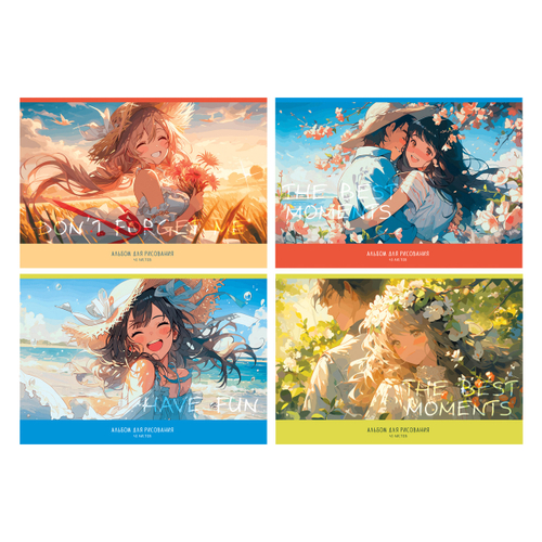 Альбом для рисования 40л., А4, на скрепке "Аниме", BG