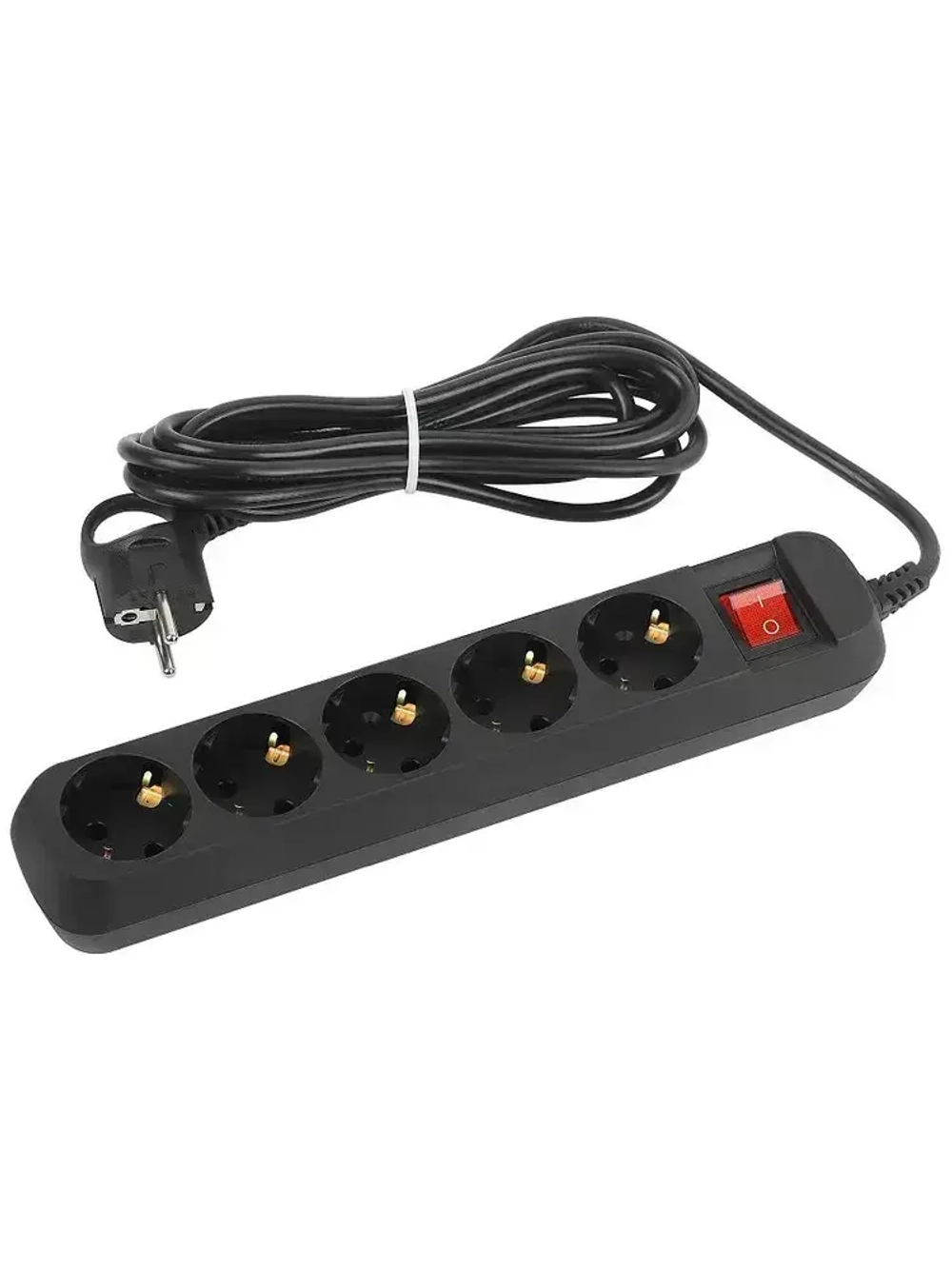 Удлинитель электрический Intro UES515-B с заземлением с выключателем 5 розеток 1,5 м ПВС 3х0,75мм2 10А черный