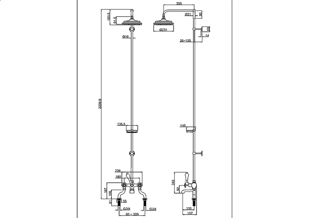 Душевая система Burlington Birkenhead H185-BI хром