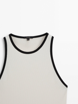 Massimo Dutti Комбинированный топ в рубчик, натуральный, кремовый