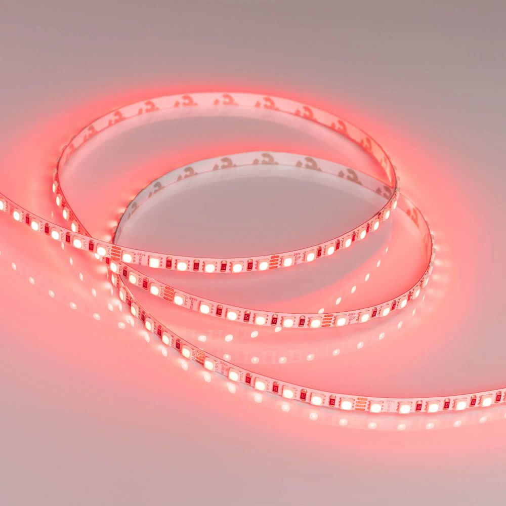 Светодиодная лента RT-G120-5mm 24V RGB (7.5 W/m, IP20, 3838, 5m) (Arlight, узкая) 036216