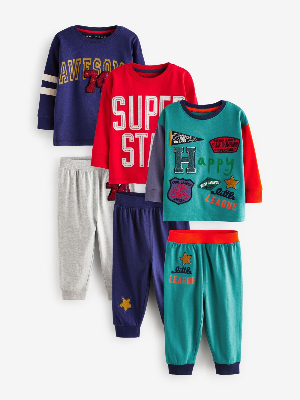 Пижама для мальчика Next B58-560, 3 шт., Красный, Синий, Бирюзовый